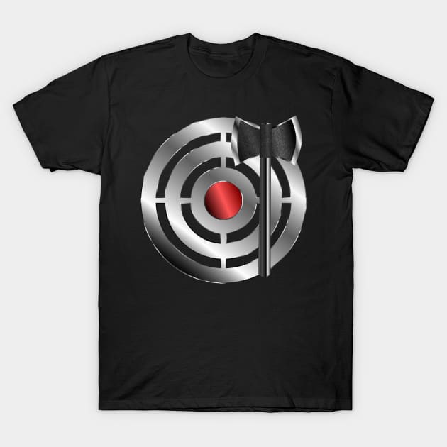 Silver Target w/ Red Bullseye Throwing Axe Kit T-Shirt by geodesyn